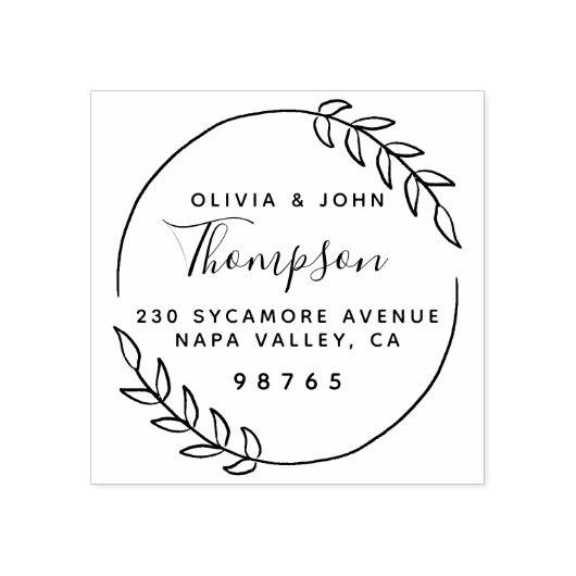 Rustic Wreath Married Couple Return Address Rubberstempel (Afrduk)