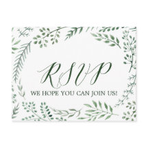 Rustic Wreath met Green Leaves Menu Choice RSVP