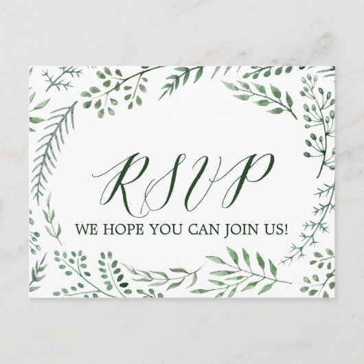 Rustic Wreath met Green Leaves Menu Choice RSVP (Voorkant)