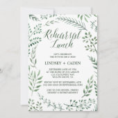 Rustic Wreath met Green Leaves Rehearsal Lunch Kaart (Voorkant)