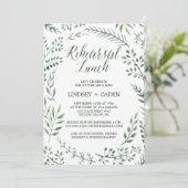 Rustic Wreath met Green Leaves Rehearsal Lunch Kaart (Staand voorkant)