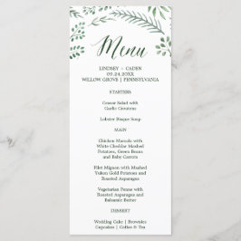 Rustic Wreath met Green Leaves Wedding Menu Kaart