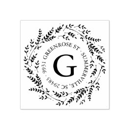Rustic Wreath Monogram Adres Stempel