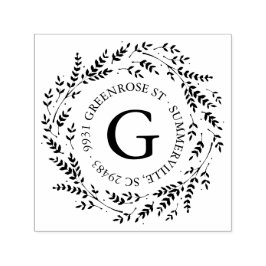Rustic Wreath Monogram Adres Stempel