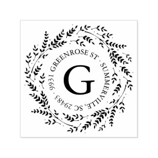 Rustic Wreath Monogram Adres Stempel