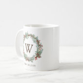 Rustic Wreath Monogram Coffee Mok (Voorkant links)