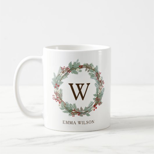 Rustic Wreath Monogram Coffee Mok (Links)