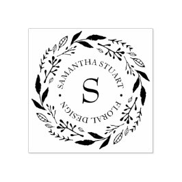 Rustic Wreath Monogram Rubberstempel