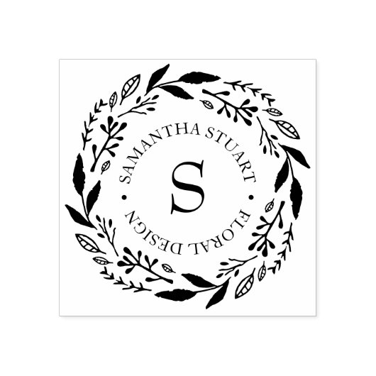 Rustic Wreath Monogram Rubberstempel (Afrduk)
