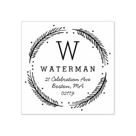 Rustic Wreath Monogram Rubberstempel
