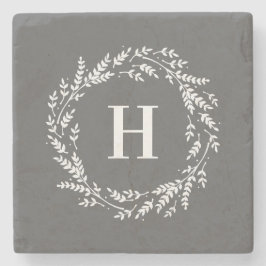 Rustic Wreath Monogram Stenen Onderzetter