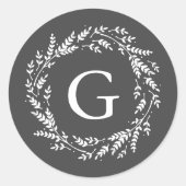 Rustic Wreath Monogram Sticker (Voorkant)