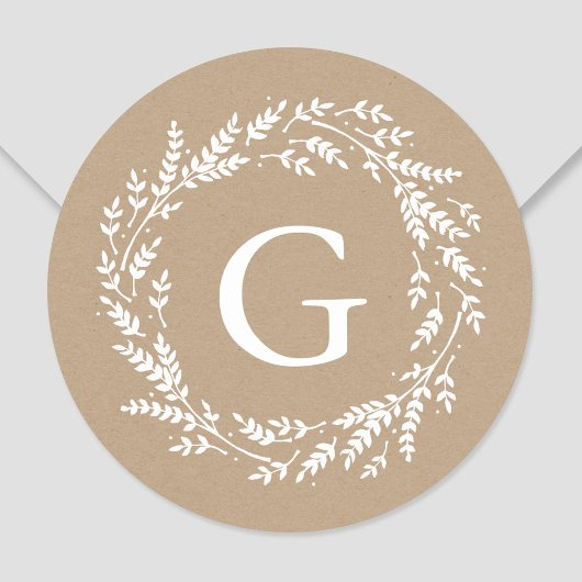 Rustic Wreath Monogram Sticker