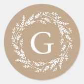 Rustic Wreath Monogram Sticker (Voorkant)