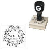 Rustic Wreath Monogram Wedding Rubberstempel (Gestempeld)