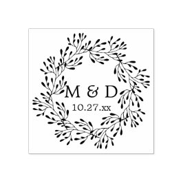 Rustic Wreath Monogram Wedding Rubberstempel