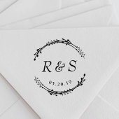 Rustic Wreath Monogram Wedding Save the Date Rubberstempel