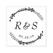 Rustic Wreath Monogram Wedding Save the Date Zelfinktende Stempel (Design)