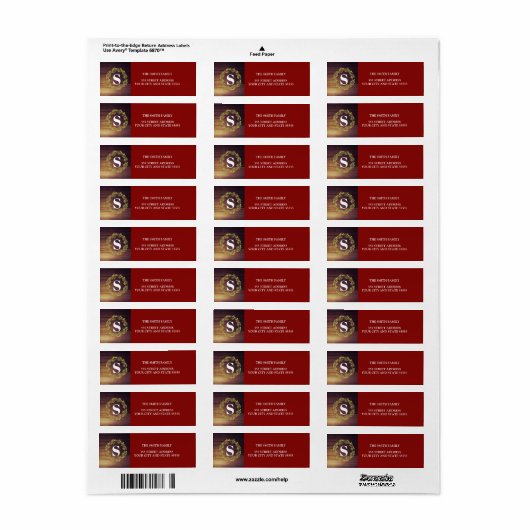 Rustic Wreath Monogrammed Return Address Label (Full Sheet)