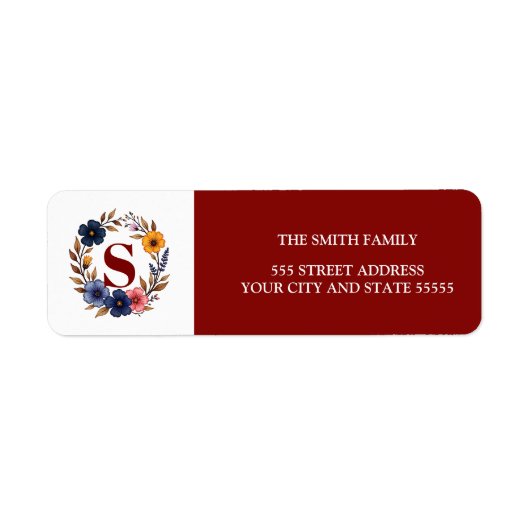 Rustic Wreath Monogrammed Return Address Label (Voorkant)