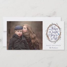 Rustic Wreath Peace on Earth - kerstfoto Feestdagenkaart