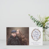 Rustic Wreath Peace on Earth - kerstfoto Feestdagenkaart (Staand voorkant)