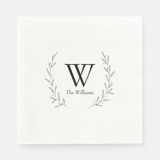 Rustic Wreath Personalized Monogram Weddenschap Servet (Voorkant)