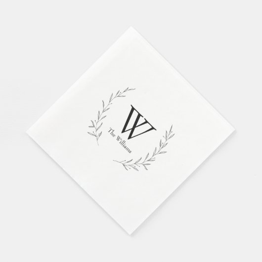 Rustic Wreath Personalized Monogram Weddenschap Servet (Hoek)