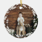 Rustic Wreath Photo and Monogram Keepomwille Keramisch Ornament (Voorkant)