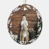 Rustic Wreath Photo and Monogram Keepomwille Keramisch Ornament (Links)