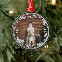 Rustic Wreath Photo Ornament