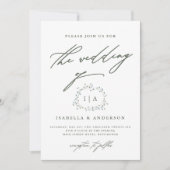 Rustic Wreath Sage Groene en Witte Huwelijk Kaart (Voorkant)