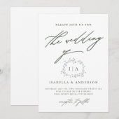 Rustic Wreath Sage Groene en Witte Huwelijk Kaart (Voorkant / Achterkant)