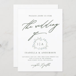 Rustic Wreath Sage Groene en Witte Huwelijk Kaart