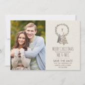 Rustic Wreath Save the Date Kerstfoto (Voorkant)