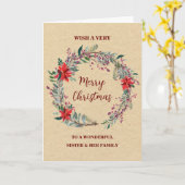 Rustic Wreath Sister & Family Vrolijk Kerstfeest Kaart (Gele Bloem)