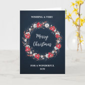 Rustic Wreath Son Vrolijk Kerstfeest Kaart (Gele Bloem)