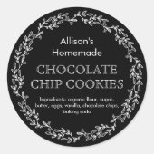 Rustic Wreath Sweets Zwart-wit Product Label (Voorkant)