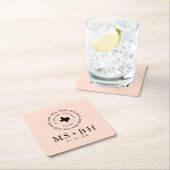 Rustic Wreath Texas Wedding Monogram | Blush Kartonnen Onderzetters (Insitu)