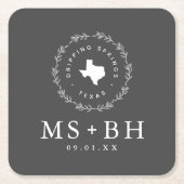 Rustic Wreath Texas Wedding Monogram Kartonnen Onderzetters (Voorkant)