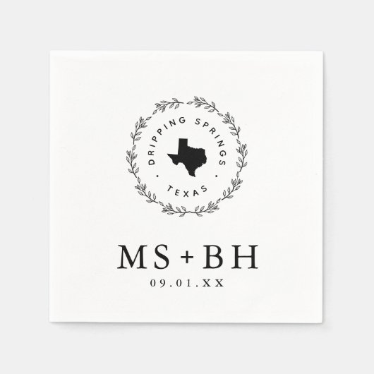 Rustic Wreath Texas Wedding Monogram Servet (Voorkant)