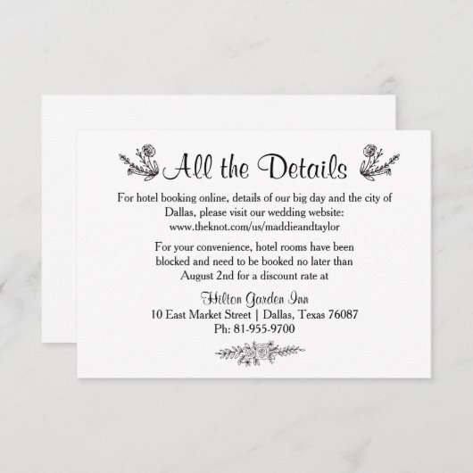 Rustic Wreath Wedding Accommodatie Card Informatiekaartje (Voorkant / Achterkant)