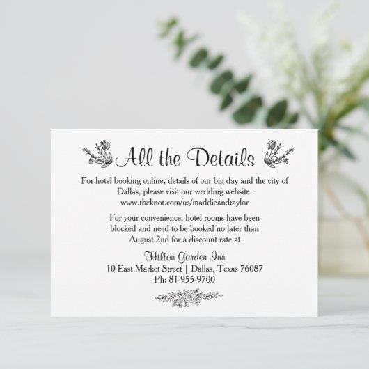 Rustic Wreath Wedding Accommodatie Card Informatiekaartje (Staand voorkant)