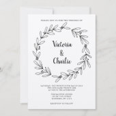Rustic Wreath Wedding Invitation Kaart (Voorkant)