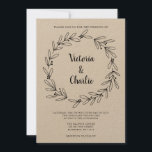 Rustic Wreath Wedding Invitation Kaart<br><div class="desc">Deze uitnodiging is de perfecte manier om vrienden en familie te vragen om je bij je te voegen op je trouwdag.</div>
