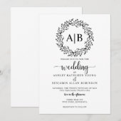 Rustic Wreath Wedding Invitation Kaart (Voorkant / Achterkant)