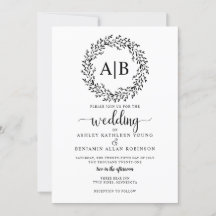 Rustic Wreath Wedding Invitation