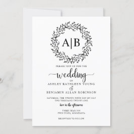 Rustic Wreath Wedding Invitation Kaart