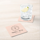 Rustic Wreath Wedding Monogram | Blush Kartonnen Onderzetters (Insitu)