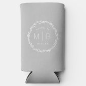 Rustic Wreath Wedding Monogram | Grijs Seltzer Blikjeskoeler (Voorkant)